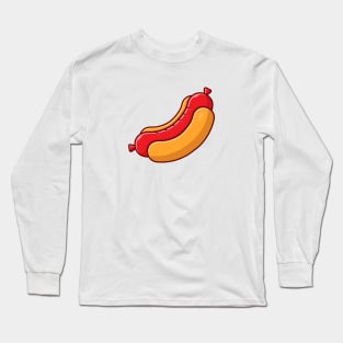 Hotdog Cartoon Vector Icon Illustration (13) Long Sleeve T-Shirt